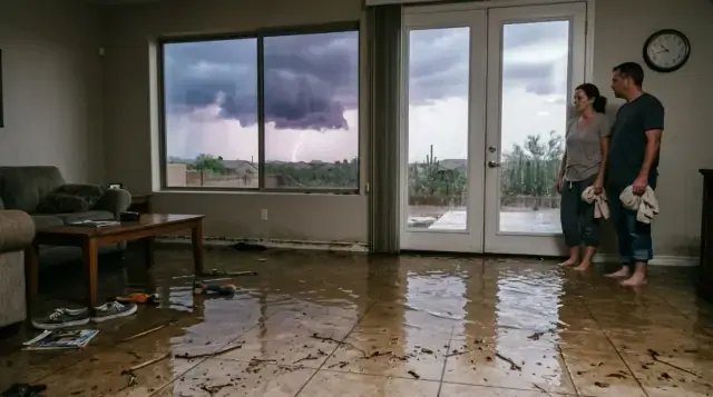 Storm flood dried in a Cimarron home