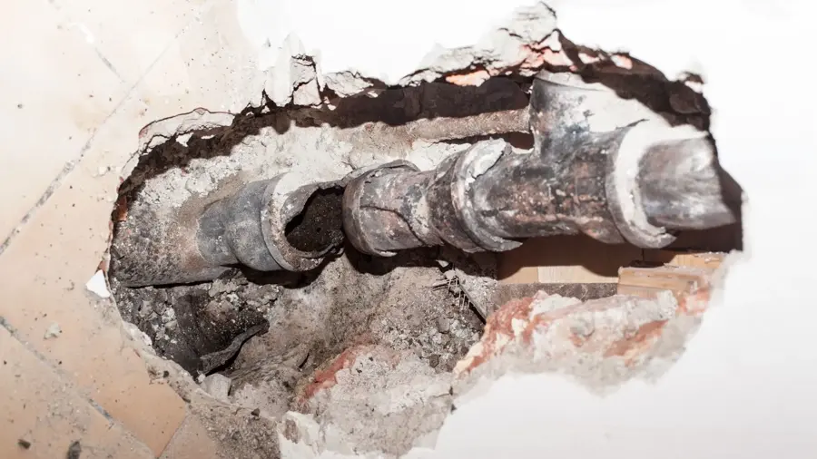 Frozen pipe that burst in a Converse, TX home during a hard freeze