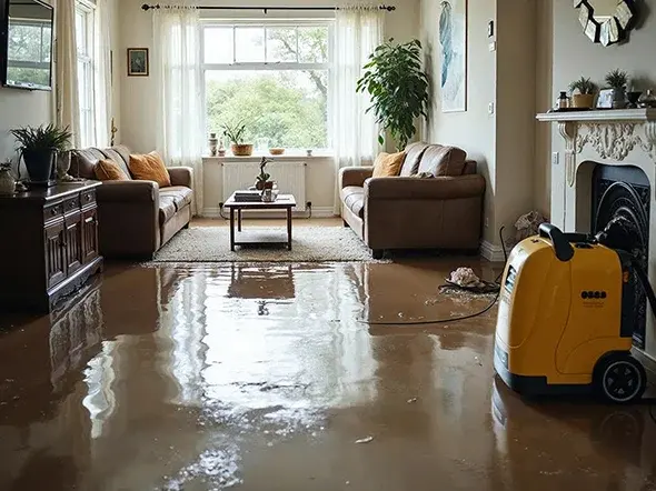 Truck-mounted and portable extraction of standing water in a Converse, TX home